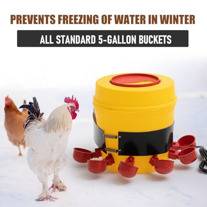 Glooglitter Thermostat Chicken Waterer Heater Self-Regulating Heating Bucket Belt for 2-5Gal Bucket with 6ft Power Cord for Freezing Winter Thermostat Chicken Water Insulation(Classic 2set) - style: Classic 2set