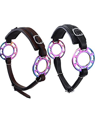 Black/Brown Rainbow Multi Color Hackamore Bitless Horse Bit English Western Adjustable Padded Original Leather Bridle Equestrian (Black)