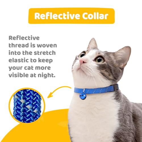Birdsbesafe Reflective Breakaway Cat Collar with Bell, Safe Design, Blue - color: Blue