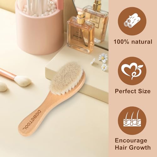 DEBETOOL 2-Pack Baby Hair Brush with Soft Goat Bristle