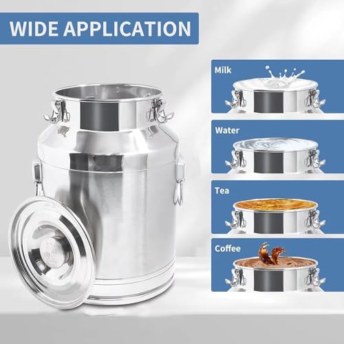 14 Liter 3.7 Gallon Stainless Steel Milk Can Milk Bucket Wine Pail Bucket Large Capacity Milk Can Tote Jug with Sealed Lid and Carry Handle - size: 14L