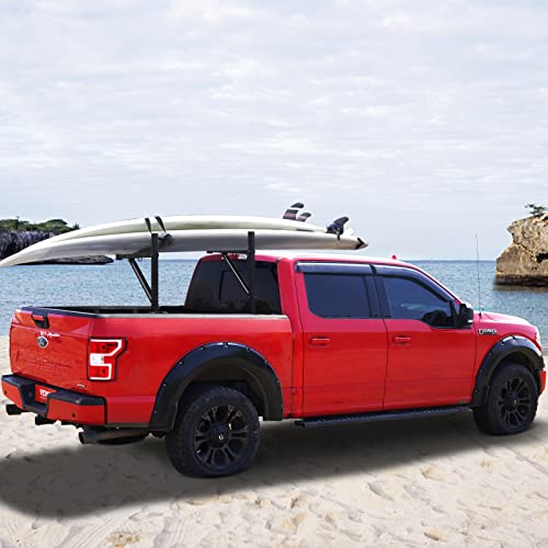 VEVOR Truck Rack, 19-34inch Extendable Truck Ladder Rack, 38.6"-43.6" Adjustable Height, 250 lbs Capacity Steel Ladder Rack for Truck, Heavy Duty Truck Bed Rack for Kayak, Surfboard, Lumber, Ladder - style: Ladder Rack