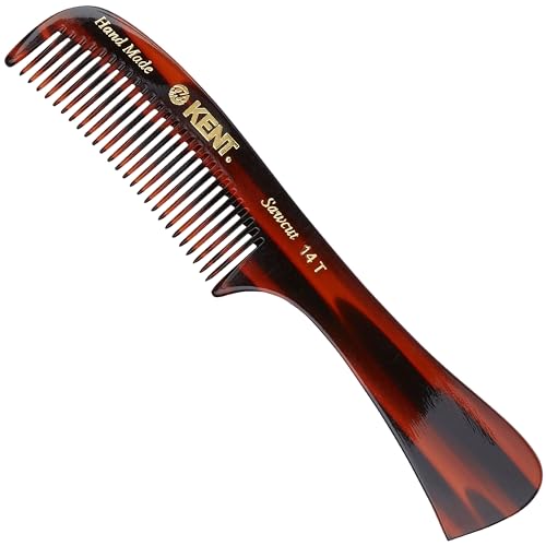 Kent 14T Tortoise Large Detangling Comb, Wide Teeth for Long Thick Curly Wavy Hair. Hair Detangler Comb For Wet and Dry. Saw-Cut from Cellulose and Hand Polished, Handmade in England - size: 1 Pack