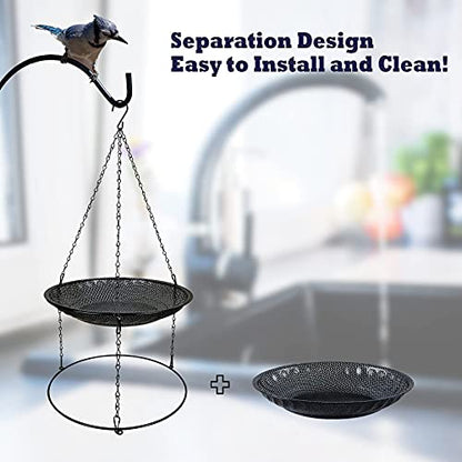 CQAIRIOU Premium Hanging Bird Feeder Tray(2 Set),Size 11.8” Large Platform Bird Feeder Metal Mesh Tray,Wild Bird Feeder for Outside Hanging Seed Platform,Combinable Style to Double Layer - size: 2 Sets Hanging Bird Feeder Tray