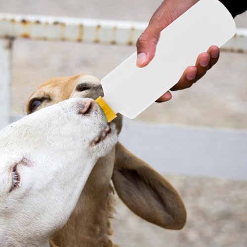 DOITOOL 5Pcs Goat Feeding Bottles 400ml Goat Nipple and Bottles Set Baby Goat Supplies for Small Animal Milk Feeder, for Farm Livestock Feeding