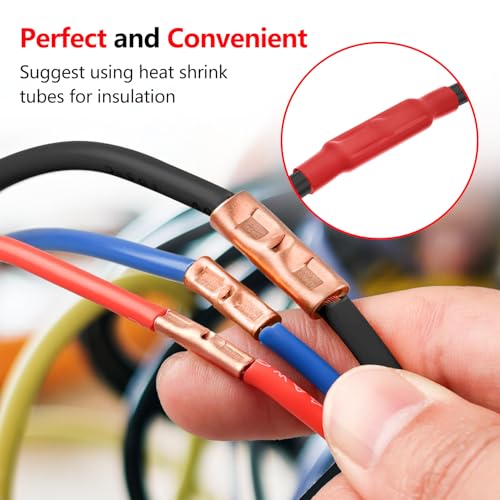 BAALA 115 PCS Non Insulated Butt Connectors Kit Pure Copper, 26-8 Gauge Butt Splice Connector Wire Connectors, Seamless Barrel Crimping Butt Terminals - color: Bare Copper