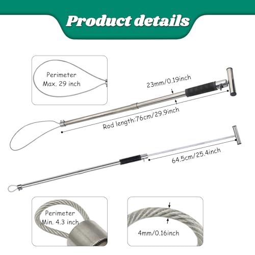 Dog Catcher Pole, Portable Animal Control Pole Tool | 30'' Hog Pig Catcher,Stainless Steel,Anti-Slip,For Pig Dog Goat Animals Swine,Livestock Farm Equipment