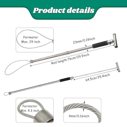 Dog Catcher Pole, Portable Animal Control Pole Tool | 30'' Hog Pig Catcher,Stainless Steel,Anti-Slip,For Pig Dog Goat Animals Swine,Livestock Farm Equipment