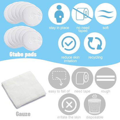 Sosation 56 Pack G Tube Button Covers Pads Holder Cotton 3 Inch White