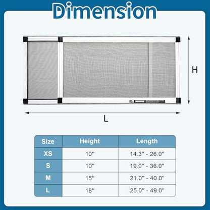 Expandable Window Screen, 2 Pack Adjustable Window Screen (15" H x 21" - 40" W) - Medium Replacement Window Screens with Frame, Durable Replacement Screen for Window - size: 2 Packs【15" H x 21" - 40" W】