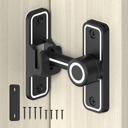 Barn Door Lock 2.4" 90/180 Flip Gate Latch, Luminous Black-1 Pc - color: Luminous Black-1 Pc