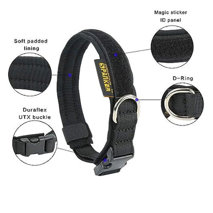 EXCELLENT ELITE SPANKER Military Nylon Small Puppy Dog Collar with Padded - color: Black, size: S-(13.4"-17.7")
