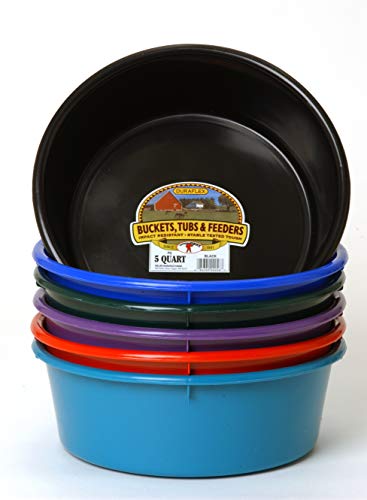 Little Giant® Plastic Utility Pan | Feed Pan | Durable & Versatile Livestock Feeding Bucket | Made in USA | 5 Quart | Red - color: Red, size: 5 Quart