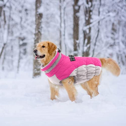 Lelepet Dog Coat Warm Dog Winter Coat Waterproof Dogs Jacket with Harness - color: Rose Red, size: X-Small