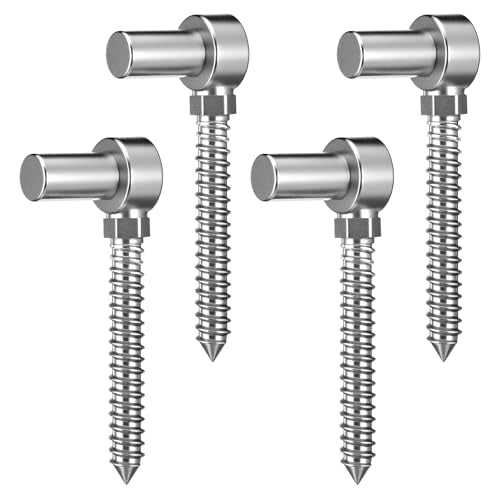 4 Pcs Stainless Steel Gate Hinges for Farm Wooden Fences, 4-1/2'' One Piece Molding M16 Screw Eye Hook Hinge Bolts with Hole Dia 5/8 Adjustable Gate Sag (4.33 x 1.97 Inches)