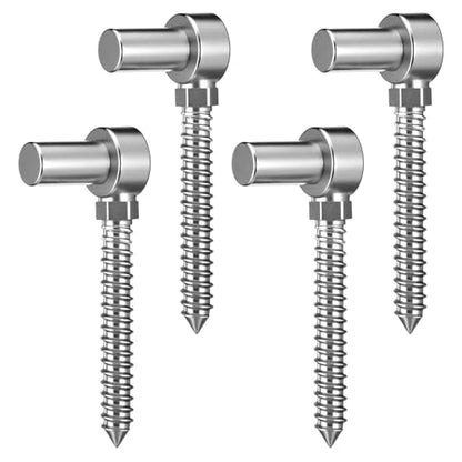 4 Pcs Stainless Steel Gate Hinges for Farm Wooden Fences, 4-1/2'' One Piece Molding M16 Screw Eye Hook Hinge Bolts with Hole Dia 5/8 Adjustable Gate Sag (4.33 x 1.97 Inches)