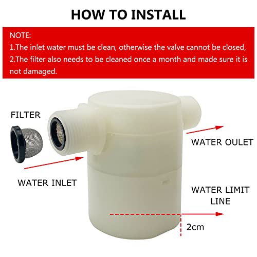 Water Float Valve, Water Level Control Water Tank Traditional Float Valve Upgrade 2 PCS (1/2", side inlet) - color: side inlet, size: 1/2" to 1/2"