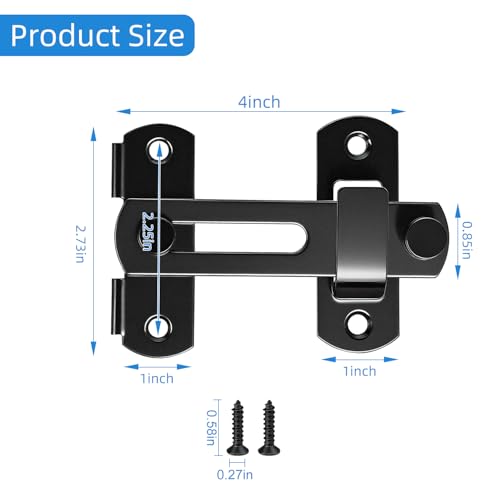 Heavy Duty Barn Door Latch, 4 Inch Metal Gate Latches for Wooden Fences