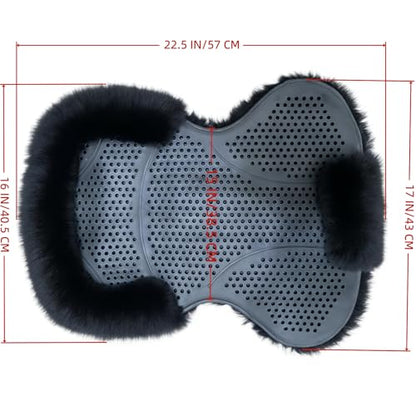 Wool &Silicone Saddle Pad, Comfortable and Breathable Wool Gel Equestrian Riding Saddle Pad, Anti-Slip with Double Shock Absorption, Universal English/Western Riding Saddle Pad - color: Black