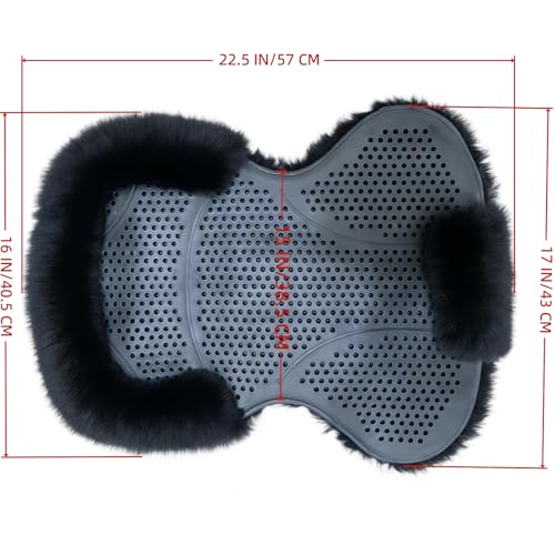 Wool &Silicone Saddle Pad, Comfortable and Breathable Wool Gel Equestrian Riding Saddle Pad, Anti-Slip with Double Shock Absorption, Universal English/Western Riding Saddle Pad - color: Black