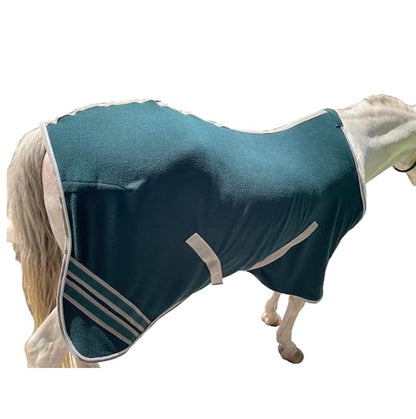 Majestic Ally Anti Pill Fleece Horse Blanket /Sheet with Silver Braided Rope (Hunter Green, 74) - color: Hunter Green, size: 74