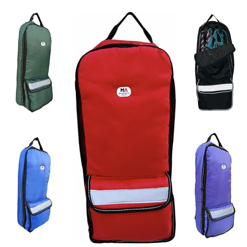 Majestic Ally Halter Bridle Carry Bag - Reflective, Padded with Front Large Pocket Tack Carry Bag to Keep Horse Tack Clean and Safe (Red) - color: Red