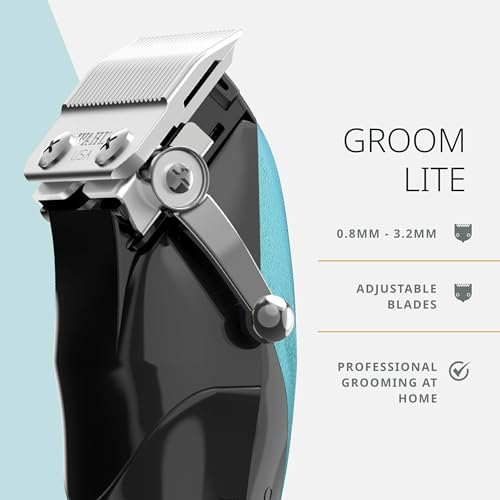 Wahl Pro Animal Groom Lite Cordless Clipper, Black & Metallic Blue | Cordless and USB Charging, Adjustable Blades, Professional Grooming Kit for Dogs, Cats, and Small Pets, Charge Indicator