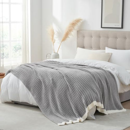 Snuggle Sac Queen Size Blue Blanket for Bed, Soft Luxurious Bedding Blankets, Large Fuzzy Plush Microfiber Blankets, Grey, 90x90 inches - color: Grey, size: Queen(90"x 90")