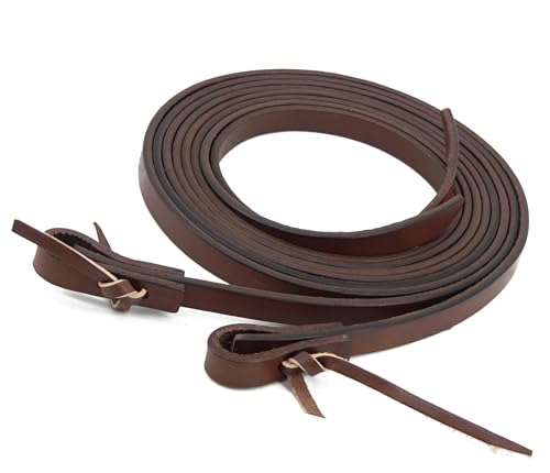 Leather Split Reins, Oiled Supple Ranch Reins for Western Horse ProTack, 5/8" x 8'