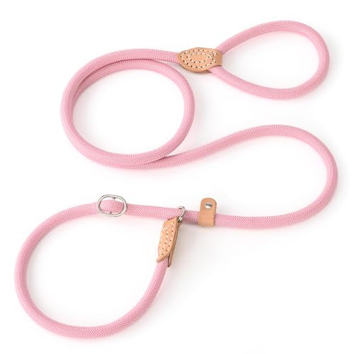 Mile High Life Heavy Duty Slip Lead No Pull Leash 6/5/4FT for Large Dogs - color: Pink, size: 5 Feet