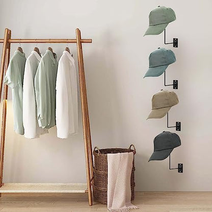 TiciKim Pack of 4 Cowboy Hat Rack Metal Hat Holder Wall Mounted Hat Hanger for Wall Display, Cowboy Hat Holder Organizer Multifunctional Organizer Display Rack for Cowboy Hat, Cap, Wigs (Black)