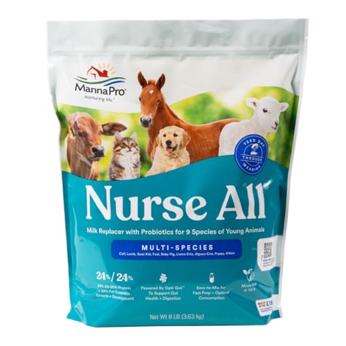 Manna Pro Nurse All Multi-Species Milk Replacer with Opti-Gut, 8 lb Bag - size: 8 Pound (Pack of 1)