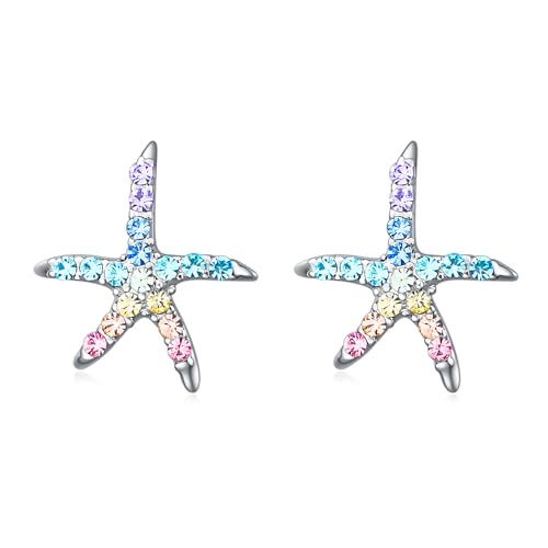 Cat Dinosaur Dragon Horse Stud Earrings for Women,Animal Wolf Sloth Fox LLama Butterfly Earrings Gifts Jewelry - color: Stud Starfish