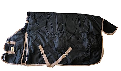 AJ Tack 1200D Waterproof Winter Horse Blanket - 400g Heavyweight Turnout with Fleece Collar, Shoulder Gussets & Tail Flap - Black 80" - color: Black, size: 80 Inches