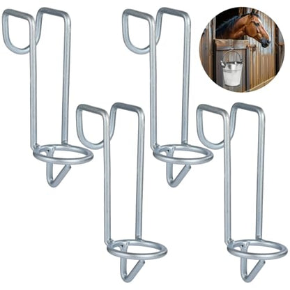 yeesport 4 Pcs Horse Water Bucket Hooks, Quality Metal, Rust-Resistant, Double Hook Design, Easy Installation for Stables Barns and Livestock Use