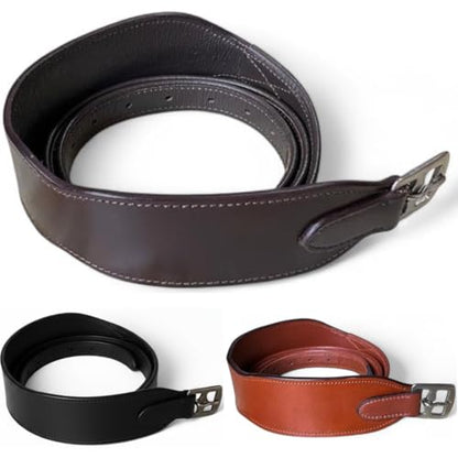 Majestic Ally Wide Body English Stirrup Leathers for Equestrian Riding, Black, Brown, Chestnut, 48-54-60 Inch - color: Brown, size: 54"