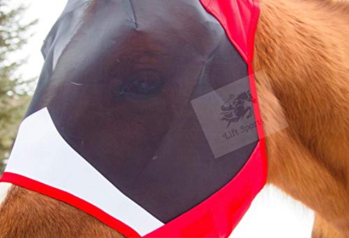 Horse Fly Mask with Ears 5 Colors Stretchable Ears Net Breathable Protect from Bugs and Flies Hood Veil Tack Equestrian Shows Trails (Orange)