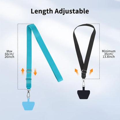 CACOE Phone Lanyard, Black+Light Blue, 2 Pcs - color: Black+light Blue, size: 21.65"