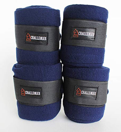 CHALLENGER 10ft Horse Grooming Leg Polo Wrap Set of 4 Soft Fleece 95R - color: Navy Blue