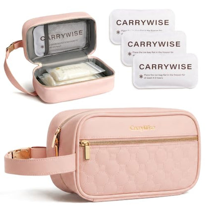 Breast Milk Cooler Travel Bag with 3 Ice Pack, Waterproof Breastmilk Cooler Storage Bag, Portable & Versatile Insulated Cooler Bag with Buckle Handle for Nursing Mom Daycare, Travel, Pink - color: Pink