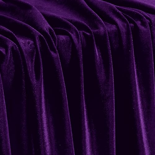 KKJIAF 2 Yard Dark Purple Stretch Velvet Fabric 60" Wide for DIY Crafts - color: Dark Purple, size: 2 Yard