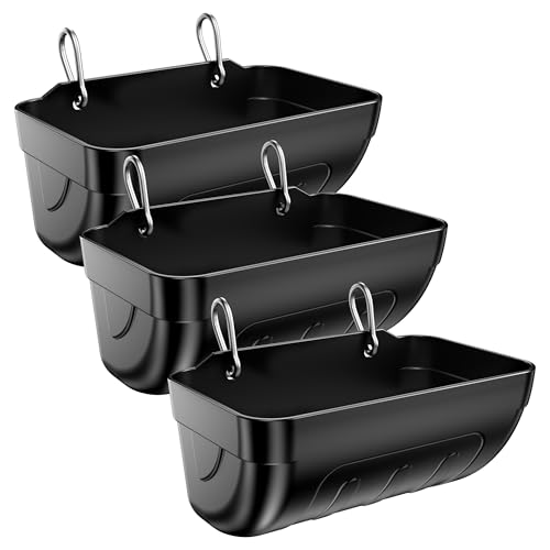 Goat Feeders Hanging Poultry Feeder Trough for Livestock, 3*3.5 Quart Black - size: 3*3.5 Quart