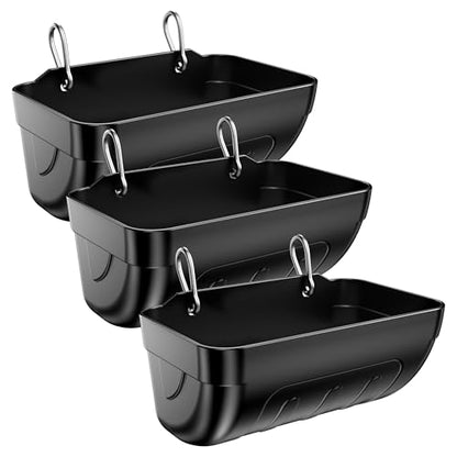 Goat Feeders Hanging Poultry Feeder Trough for Livestock, 3*3.5 Quart Black - size: 3*3.5 Quart