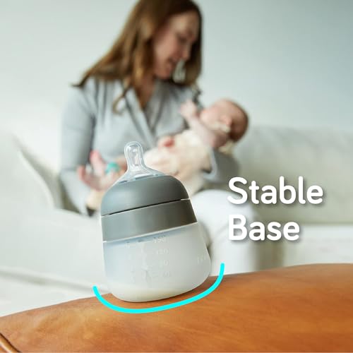 Nanobebe Flexy Silicone Baby Bottle, Anti-Colic, Natural Feel, Non-Collapsing Nipple, Non-Tip Stable Base, Easy to Clean 2-Pack, Sage, 5 oz - color: Sage, style: 5 Ounce 2-Pack