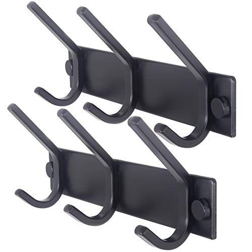WEBI Coat Rack Wall Mounted,3 Coat Hooks for Hanging Coats,Heavy Duty Metal Hook Rack Hook Rail Coat Hanger Wall Coat Rack with Hooks for Clothes Entryway Jacket,Black,2 Packs - size: 3 Hooks(2 Pcs)