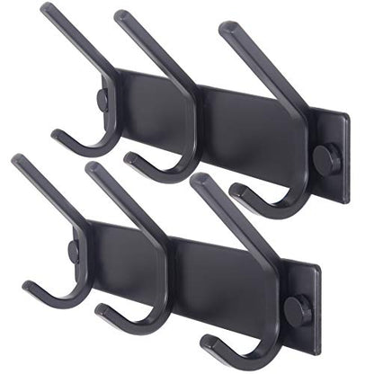 WEBI Coat Rack Wall Mounted,3 Coat Hooks for Hanging Coats,Heavy Duty Metal Hook Rack Hook Rail Coat Hanger Wall Coat Rack with Hooks for Clothes Entryway Jacket,Black,2 Packs - size: 3 Hooks(2 Pcs)
