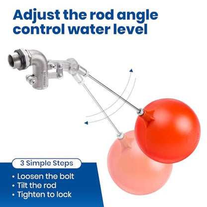 1/2" Stainless Steel Float Valve for Water Tank with 5" Float Ball - size: 1/2inch