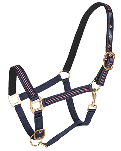 TuffRider Adjustable Nylon Breakaway Halter w/Padded Crown and Rose Gold - color: NAVY/PINK/GRAY, size: Oversize