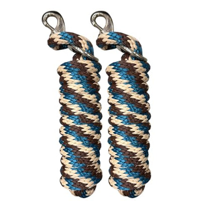 Majestic Ally Polypropylene Lead Rope with Removable Nickel Bolt Snap, 5/8 x 10 ft, for Horses and Livestock, 2 Pack (Teal-Tan-Brown) - color: Teal-Tan-Brown