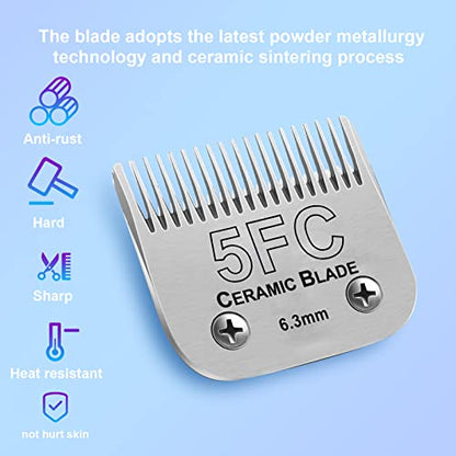 5FC Detachable Dog Blades Compatible with Andis/Oster A5 Grooming - color: Silver, size: 5FC 6.3mm (2 Pack)